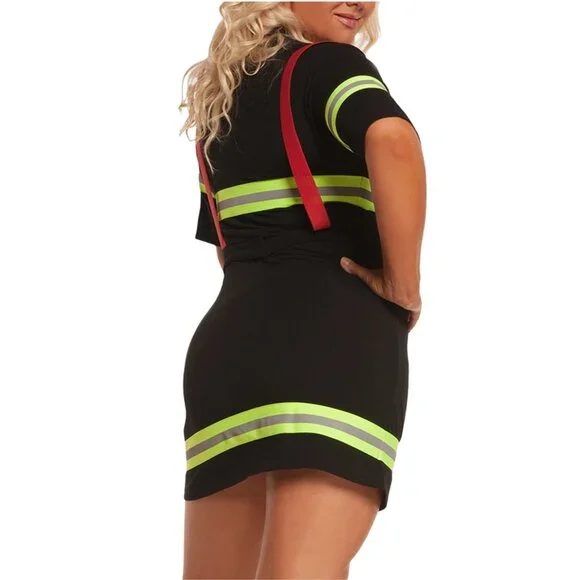 Plus Size Firefighter Firewoman Costume Lingerie Set Queen Size Roleplay Outfit - Picture 3 of 9